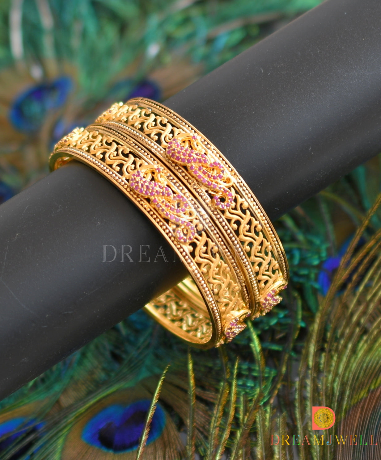 Peacock bangles deals gold