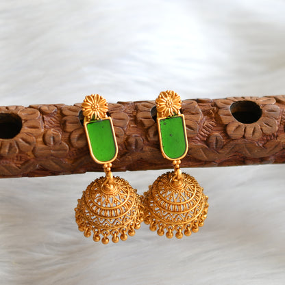 Matte finish flower green nagapadam Kerala style necklace set dj-41578