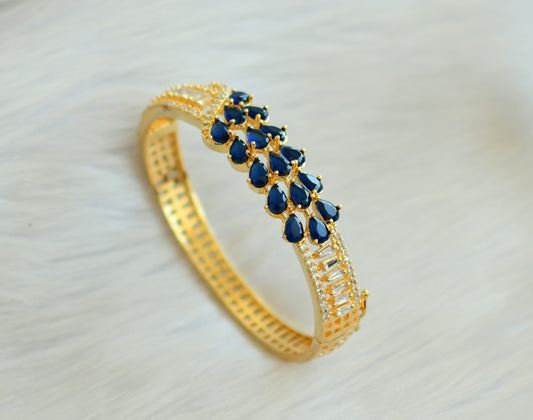 Gold tone cz blue lock type bracelet dj-19339