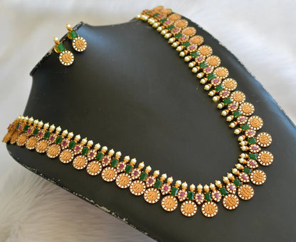 Matte finish cz ruby-green-white Ram parivar haar set dj-32498