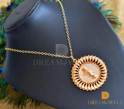 Gold tone Kerala style Krishna Pendant with chain dj-36491