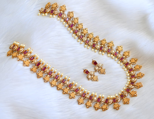 Matte finish ruby-white Ram parivar pearl mango haar set dj-30608