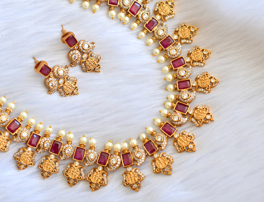Matte finish ruby-white Ram parivar pearl mango haar set dj-30608