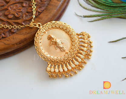 Gold tone Kerala style Krishna Pendant with chain dj-36492