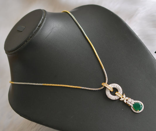 Two tone emerald-white pendant with chain dj-39615