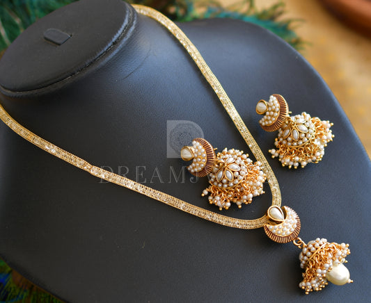 Antique pearl cluster pearl moon shape jhumkka pendant set dj-15185