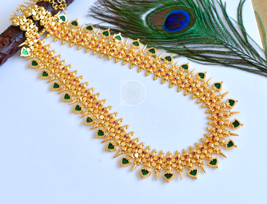 Gold tone pink-green palakka mulla mottu haar dj-35789