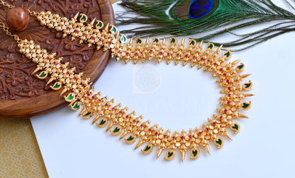 Gold tone Green-pink mango mulla mottu haar dj-35788