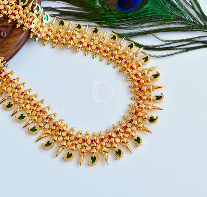 Gold tone Green-pink mango mulla mottu haar dj-35788