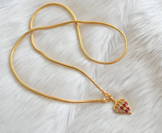 Gold tone chain with ruby-white stone grape pendant dj-38888