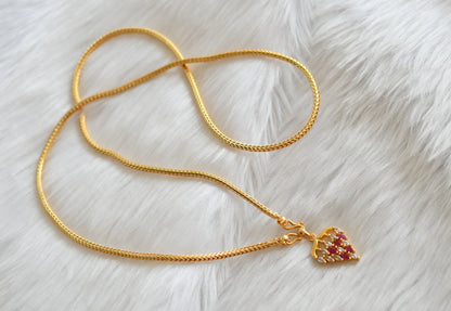 Gold tone chain with ruby-white stone grape pendant dj-38888