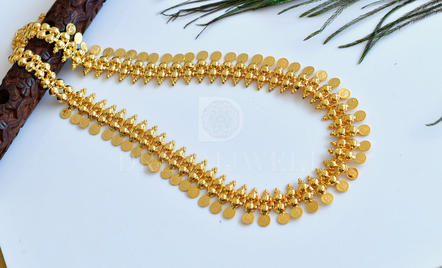 Gold tone Lakshmi coin Haar dj-35792