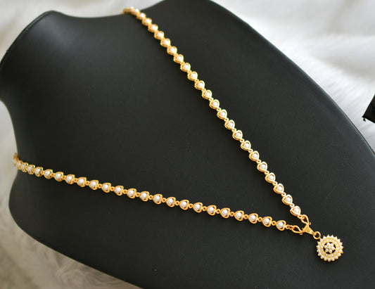 Gold tone pearl chain with pendant dj-41610