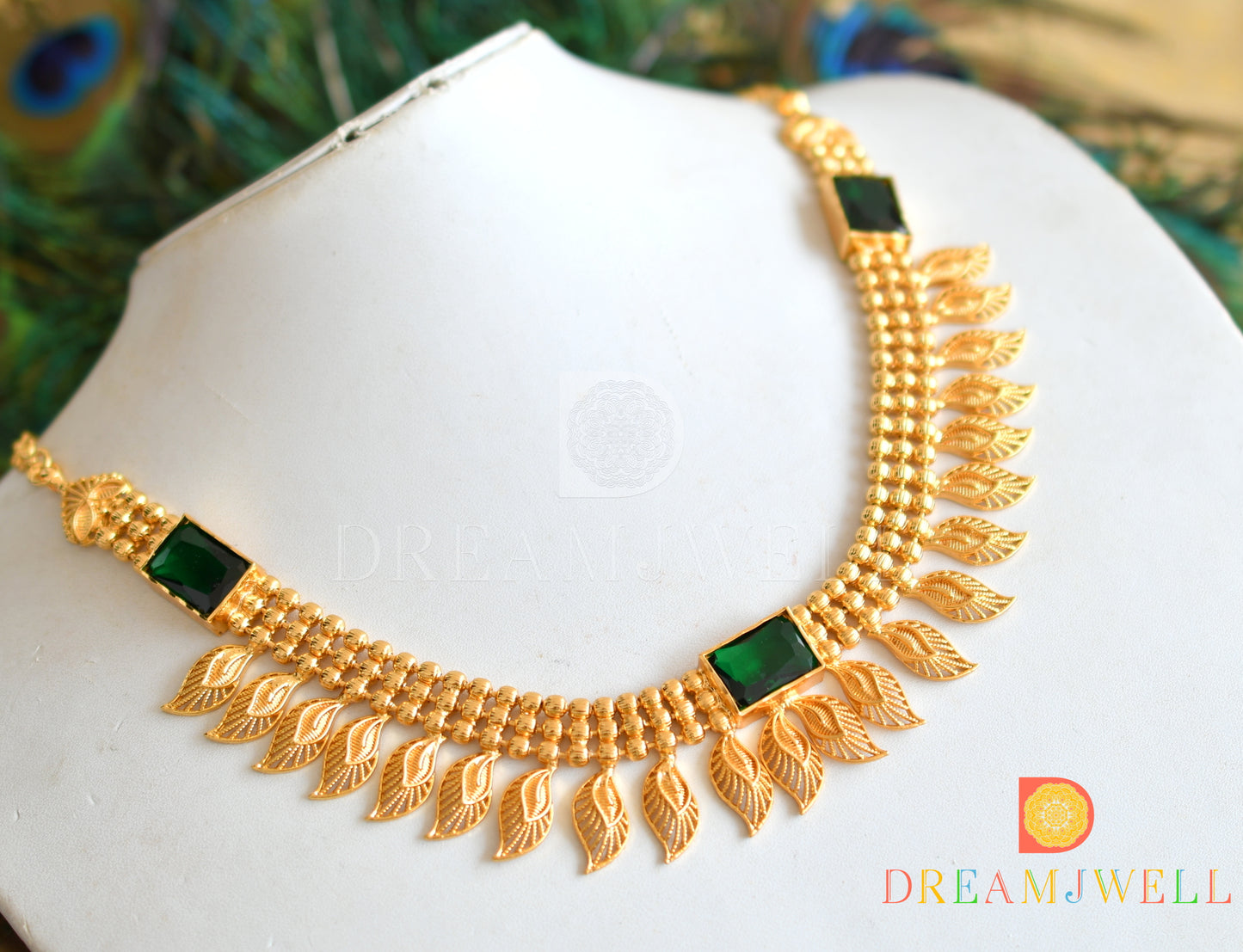 Gold tone Mango block stone Kerala style Necklace