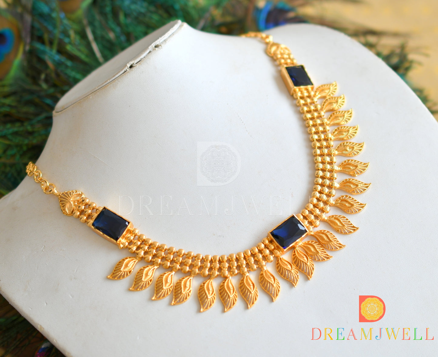 Gold tone Mango block stone Kerala style Necklace