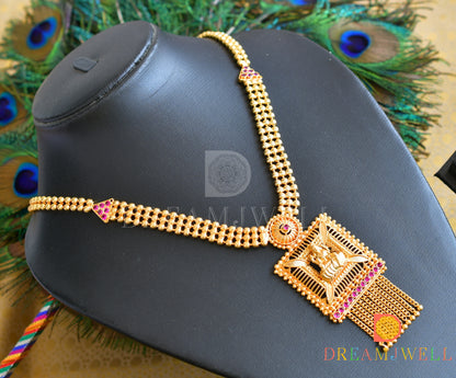 Gold tone pink stone Kerala style Lakshmi Necklace dj-36503