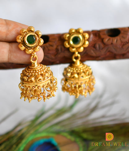 Antique gold tone Green Jhumkka dj-37317