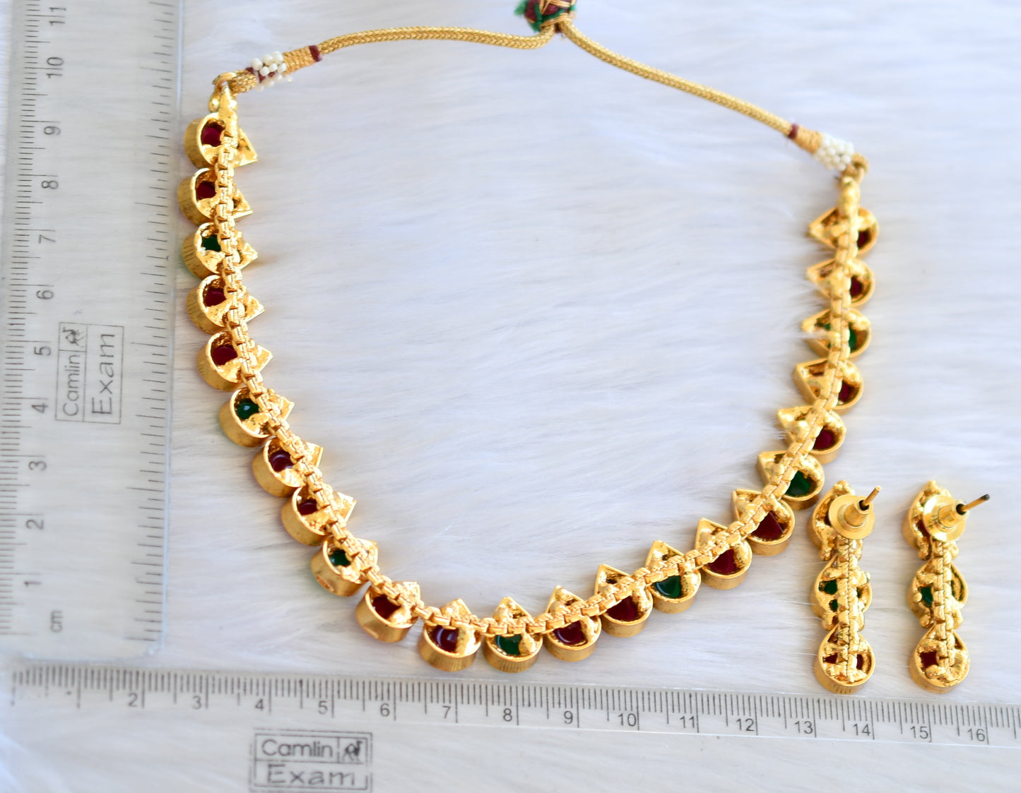 Antique gold tone kemp-green necklace set dj-25224