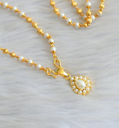 Gold tone pearl chain with pendant dj-41612