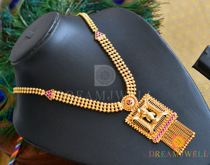 Gold tone pink stone Kerala style Krishna Necklace dj-36504