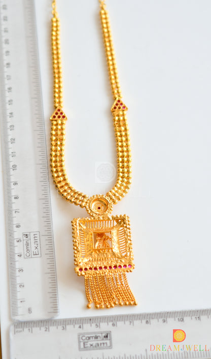 Gold tone pink stone Kerala style Krishna Necklace dj-36504