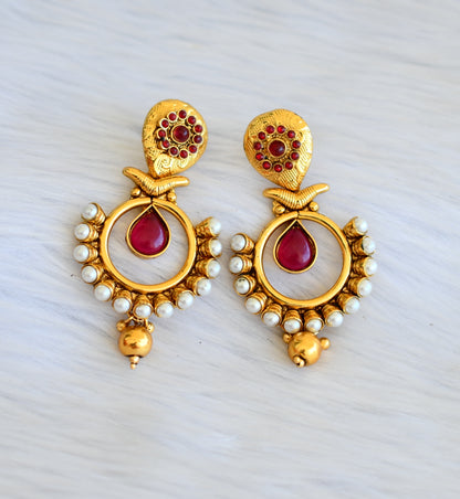 Antique gold tone kemp pearl earrings dj-25135