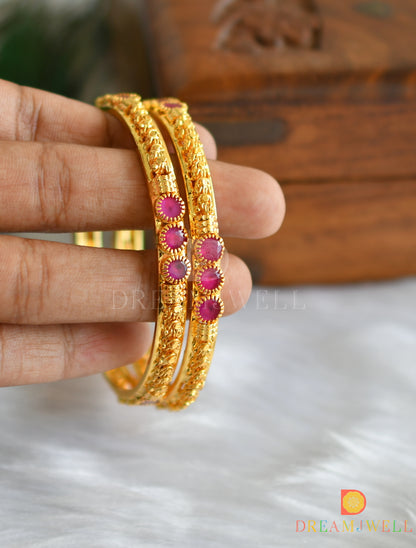 Gold tone ruby stone Bangles(2.8) dj-14439