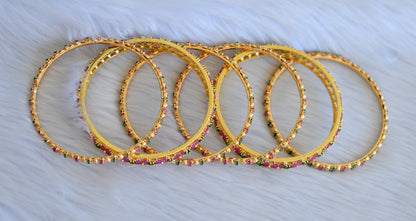 Gold tone ruby-emerald set of 6 Bangles(2.6) dj-25375