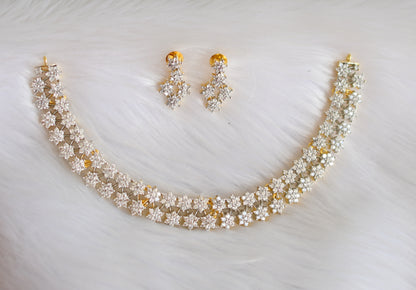 Two tone cz nakshatra necklace set dj-33070