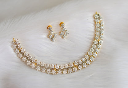 Two tone cz nakshatra necklace set dj-33070