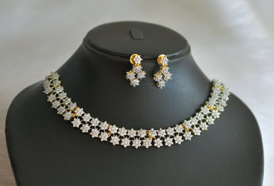 Two tone cz nakshatra necklace set dj-33070