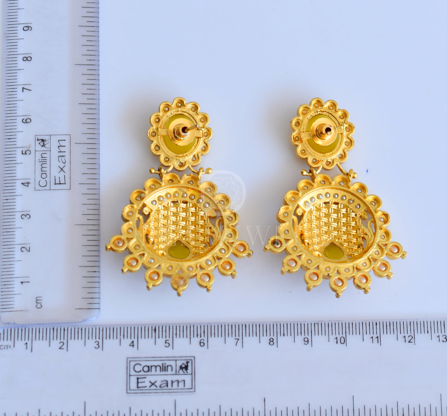 Matte Finish Yellow Party Wear Earrings dj-04851