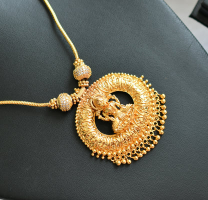 Gold tone white stone Lakshmi Kerala style necklace dj-38890