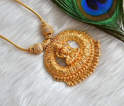 Gold tone white stone Lakshmi Kerala style necklace dj-38890