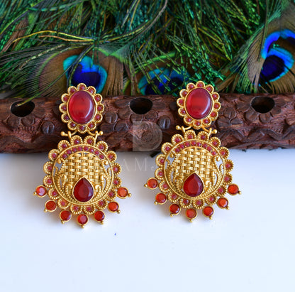 Matte Finish Maroon Party Wear Earrings dj-04844