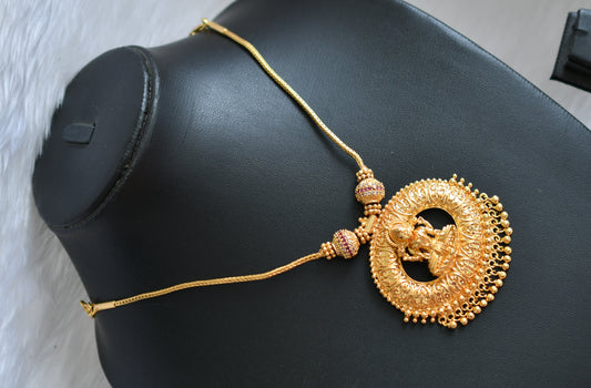 Gold tone white-ruby stone Lakshmi Kerala style necklace dj-38892