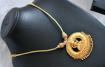 Gold tone ruby stone Lakshmi Kerala style necklace dj-38893