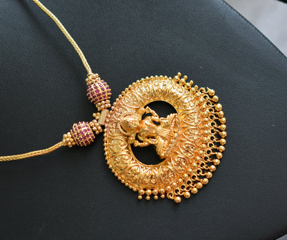 Gold tone ruby stone Lakshmi Kerala style necklace dj-38893