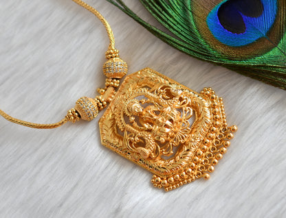 Gold tone  white stone Lakshmi pendant necklace dj-38894