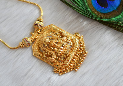 Gold tone  white-ruby stone Lakshmi pendant necklace dj-38895