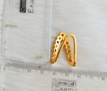 Gold tone ruby-white stone vanki finger ring dj-41635