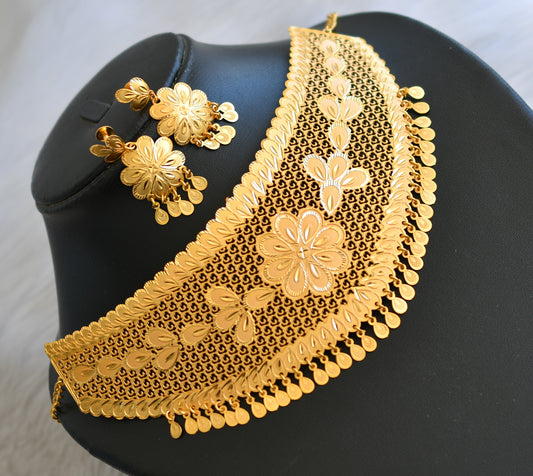 Matte finish flower Kerala style choker necklace set dj-40283