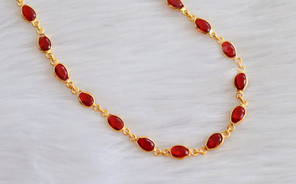 Gold tone red stone chain dj-35527