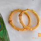 Gold tone ruby-emerald flower screw type Bangles dj-07925