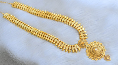 Gold tone white stone mango Kerala style haar dj-40292