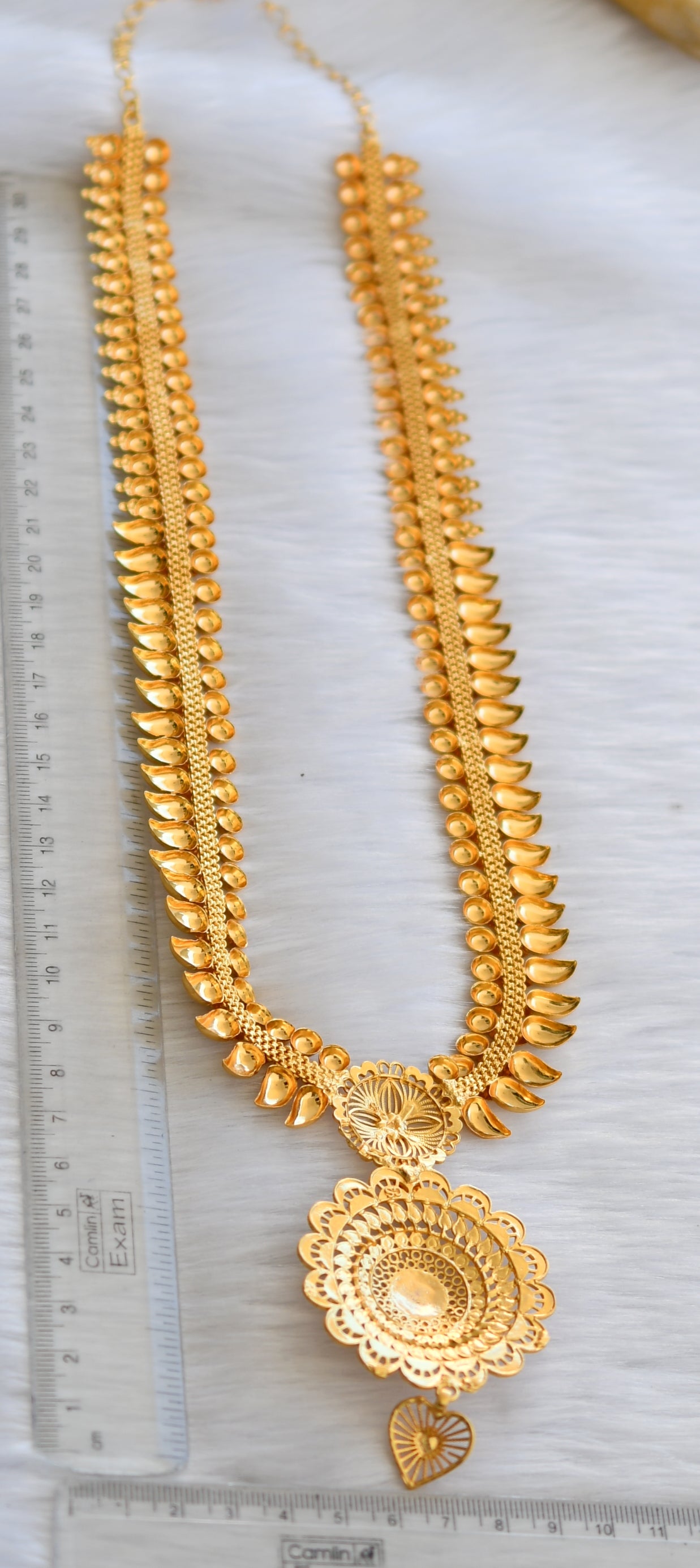 Gold tone white stone mango Kerala style haar dj-40292