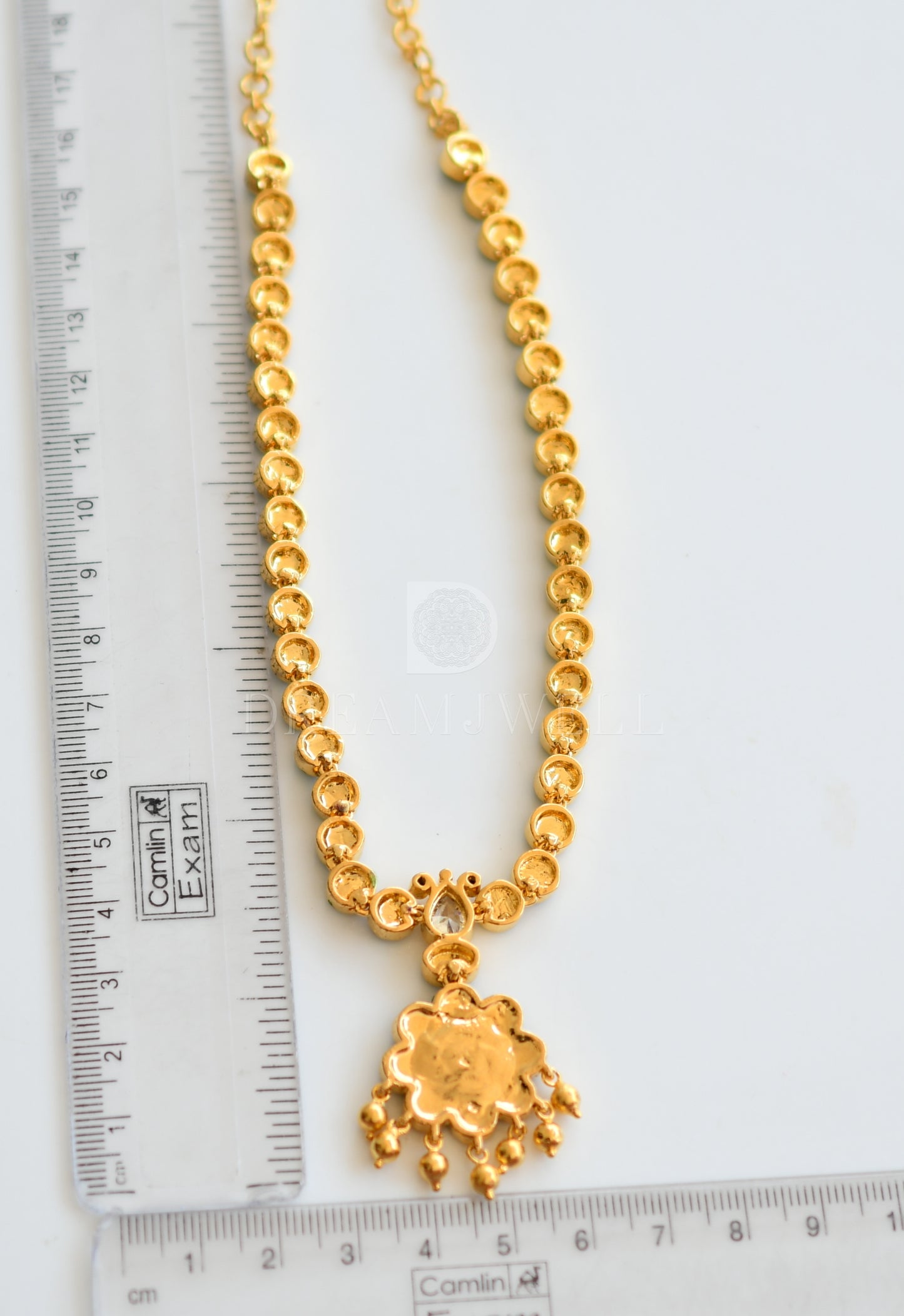 Gold tone Semi precious kemp-green temple necklace dj-14971