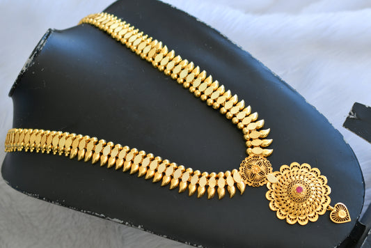 Gold tone pink stone mango Kerala style haar dj-40293