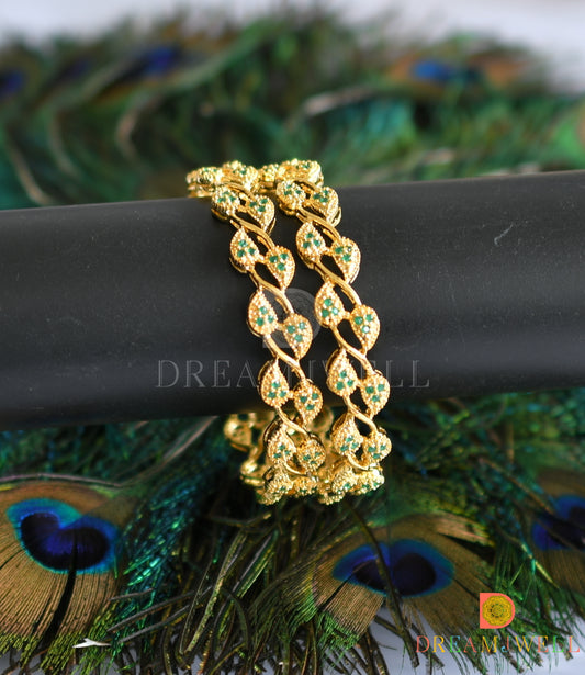 Gold tone emerald mango Bangles (2.4) dj-11216