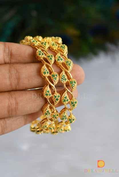 Gold tone emerald mango Bangles (2.4) dj-11216